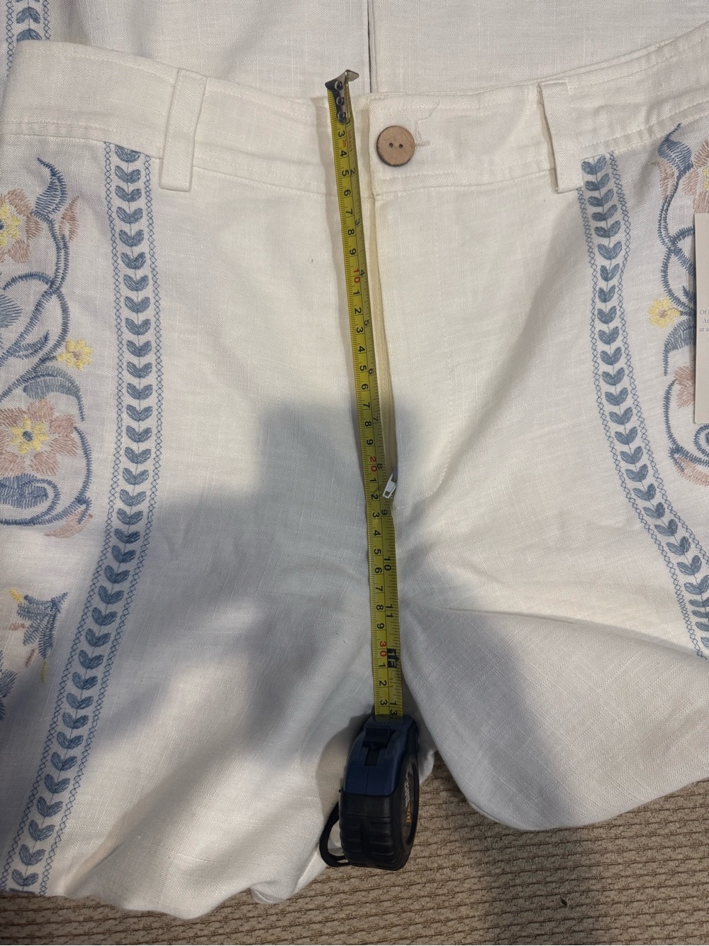 Calypso St. Barth Flower Embroidered Wide-Leg Cream Linen Pants NWT - Picture 7 of 8